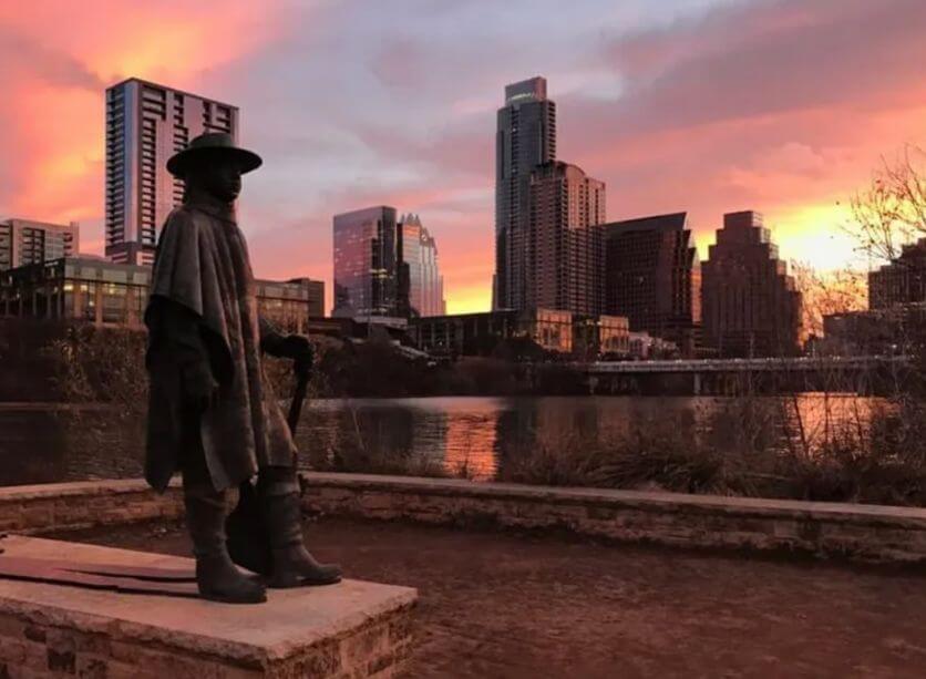 Stevie Ray Vaughan Statue at Auditorium Shores in Austin, TX